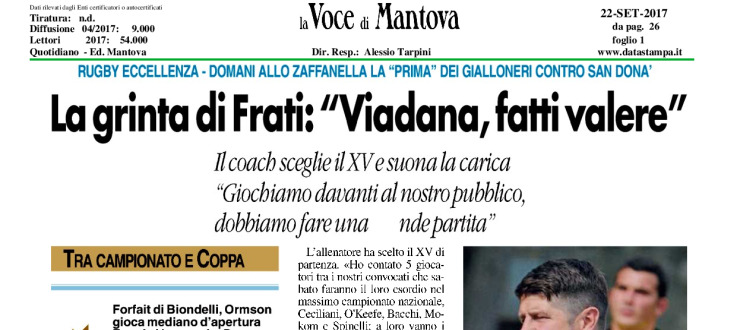 La grinta di Frati:"Viadana, fatti valere"