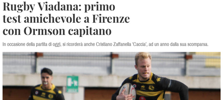 Rugby Viadana: primo test amichevole a Firenze con Ormson capitano