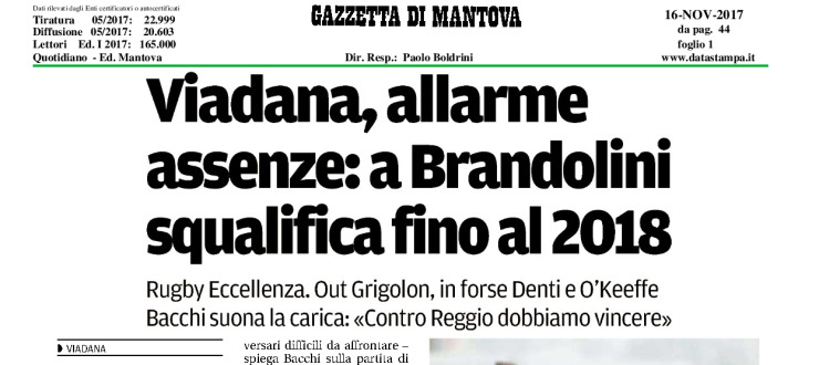 Brandolini squalifica fino al 2018