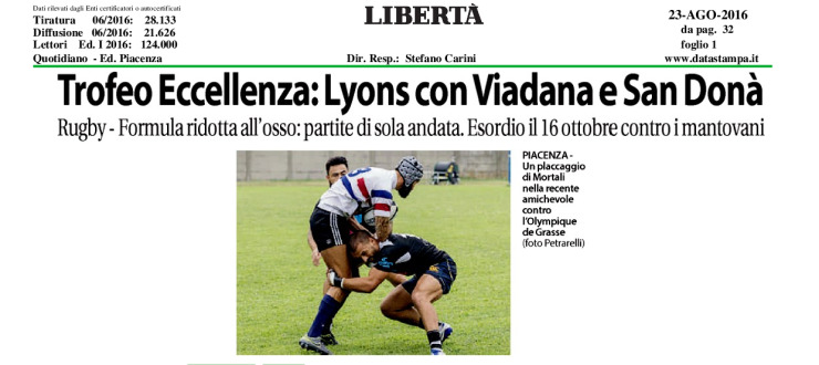 Trofeo Eccellenza: Lyons con Viadana e San Donà