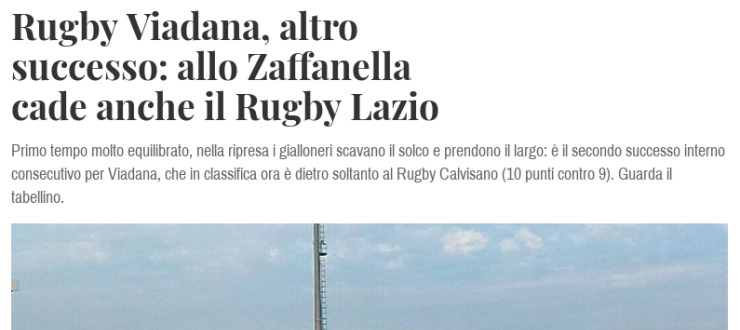 Rugby Viadana, altro successo: allo Zaffanella cade anche il Rugby Lazio