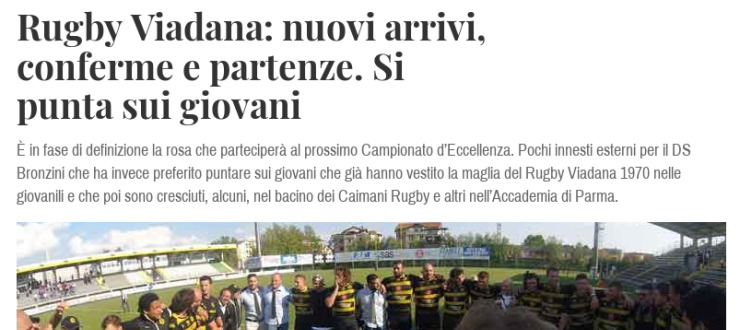 Rugby Viadana: nuovi arrivi, conferme e partenze. Si punta sui giovani