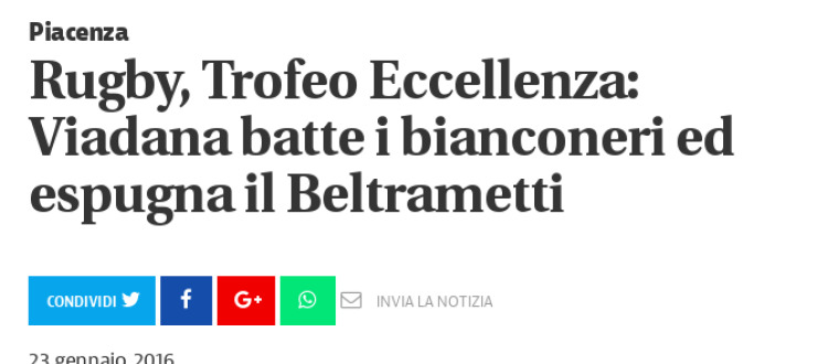 Rugby, Trofeo Eccellenza: Viadana batte i bianconeri ed espugna il Beltrametti