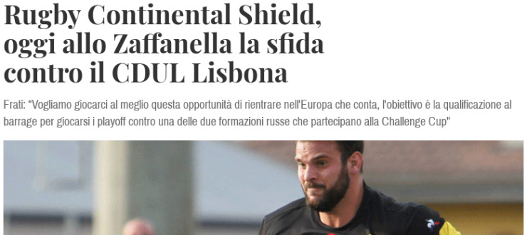 Rugby Continental Shield, oggi allo Zaffanella la sfida contro il CDUL Lisbona