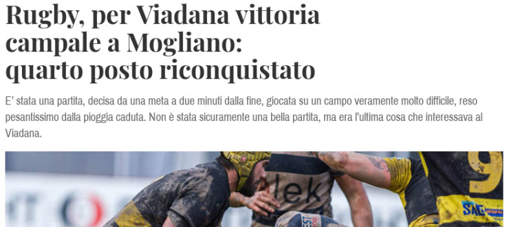 Rugby, per Viadana vittoria campale a Mogliano: quarto posto riconquistato