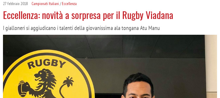 Eccellenza: novità a sorpresa per il Rugby Viadana