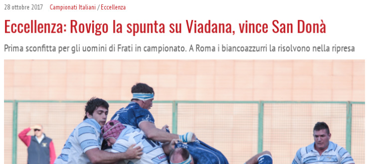 Eccellenza: Rovigo la spunta su Viadana, vince San Donà