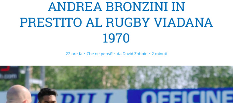 Andrea Bronzini in prestito al Rugby Viadana 1970
