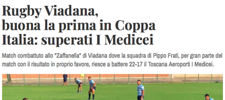 Rugby Viadana,  buona la prima in Coppa  Italia: superati I Medicei