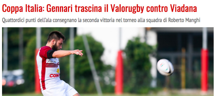 Coppa Italia: Gennari trascina il Valorugby contro Viadana