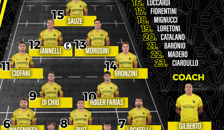 LA FORMAZIONE GIALLONERA PER LA SFIDA INTERNA CON VALORUGBY